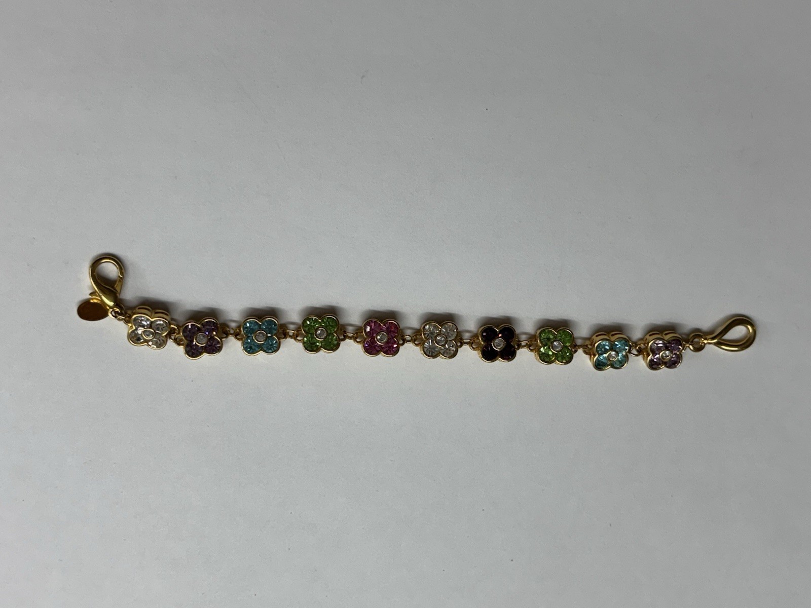 JOAN RIVERS signed vintage gold plated crystal flower designer bracelet