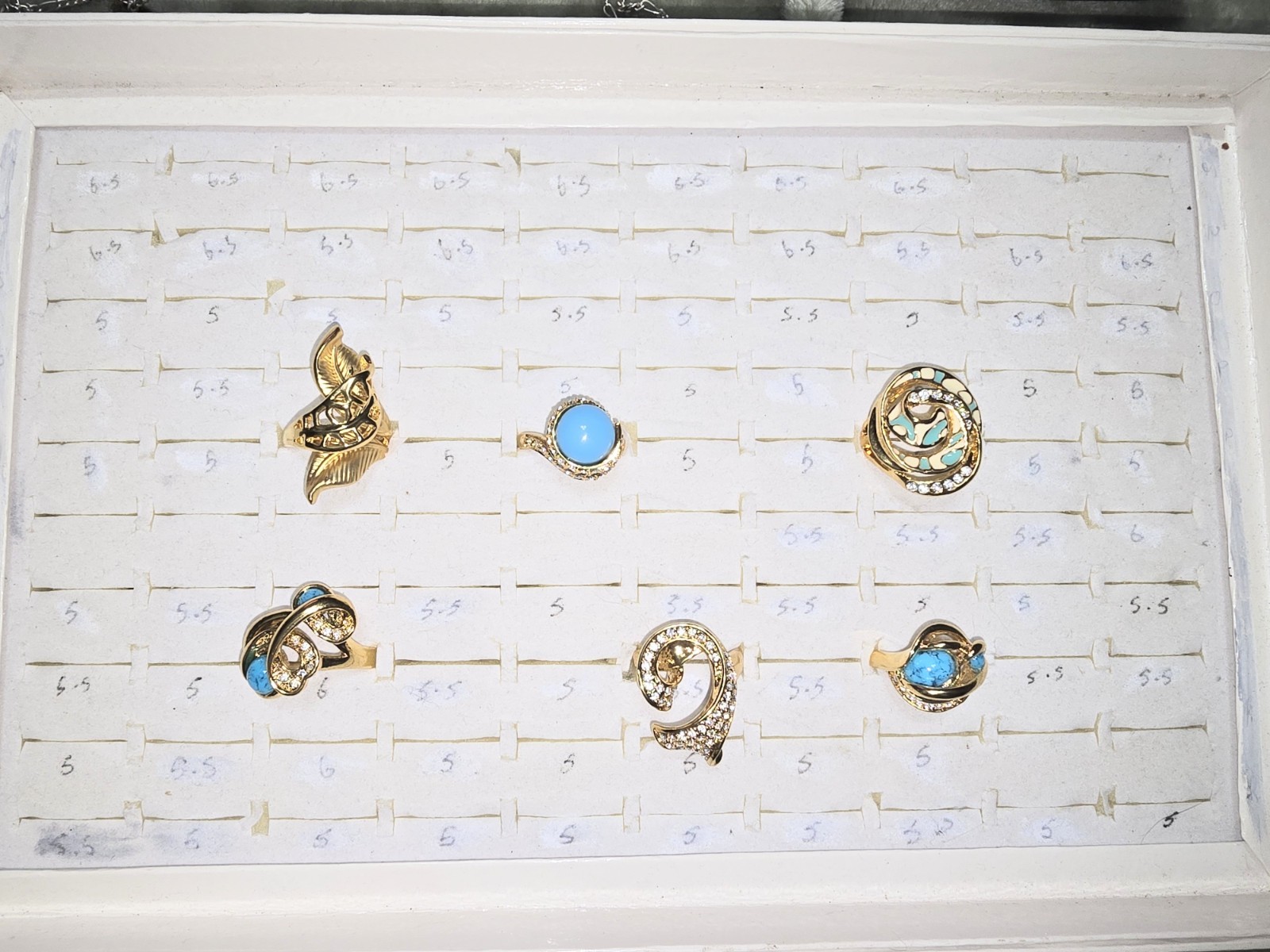 6 Piece Designer Signed Ring Lot Size 9