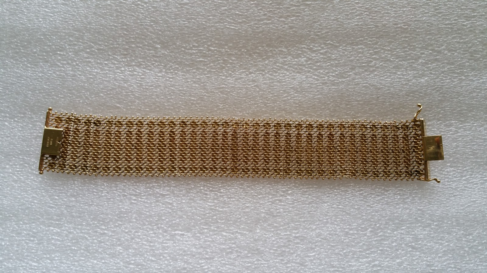 Italian Mesh Bracelet 18k Gold Charm Wide Vintage Yellow Woven Women’s Men’s Old