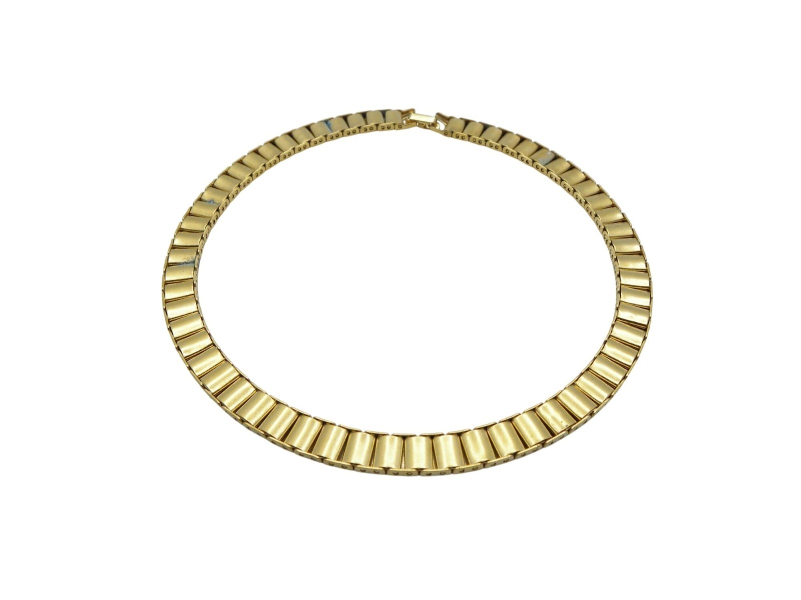 Vintage Gold-Tone Square Link Collar Necklace With Fold-Over Clasp Chunky