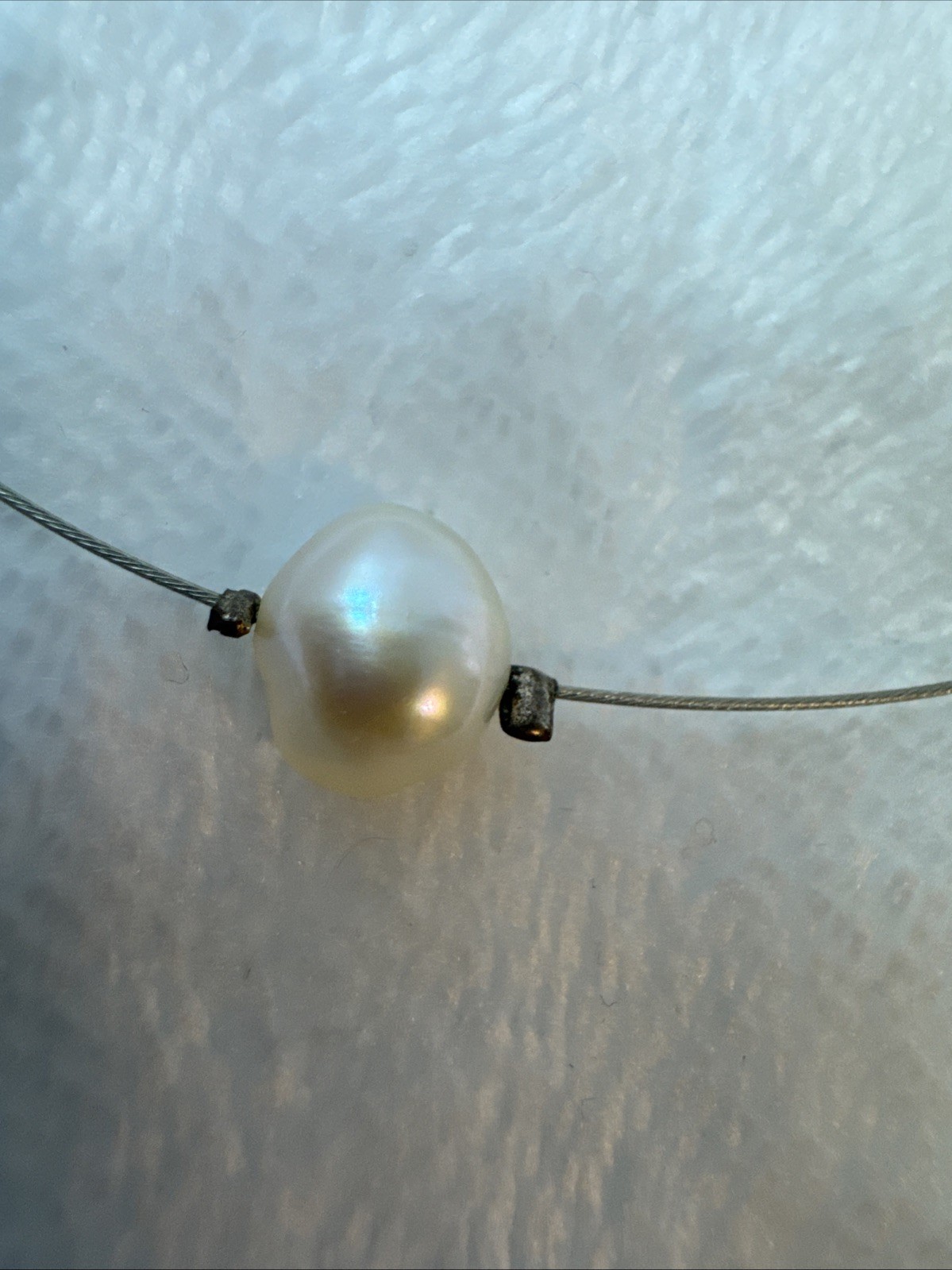 STUNNING demure Sterling Silver 925 baroque genuine pearl chain Necklace y2k 90s