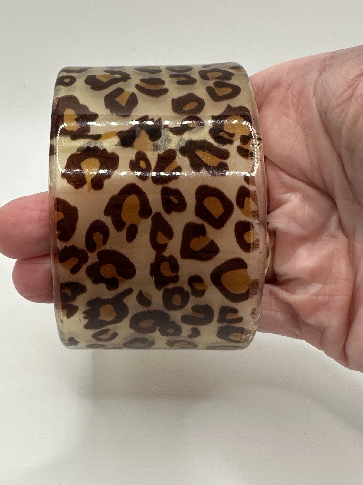 VINTAGE Lucite? Acrylic? Leopard Animal Print Wide Bangle Bracelet Size 8
