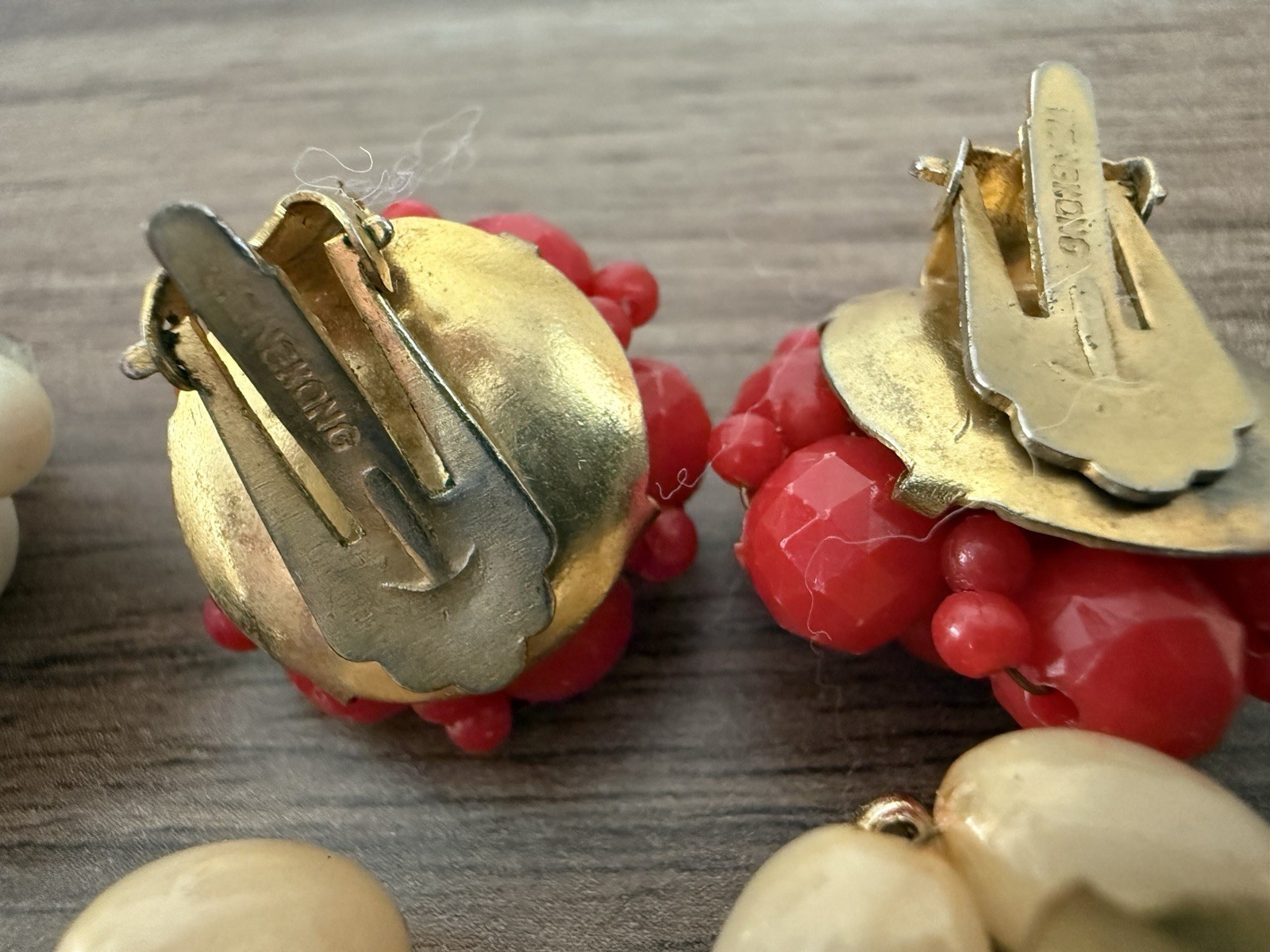 4 Pairs Vintage Beaded Clip-on Earrings Lot~ Japan, Hong Kong, WEST Germany