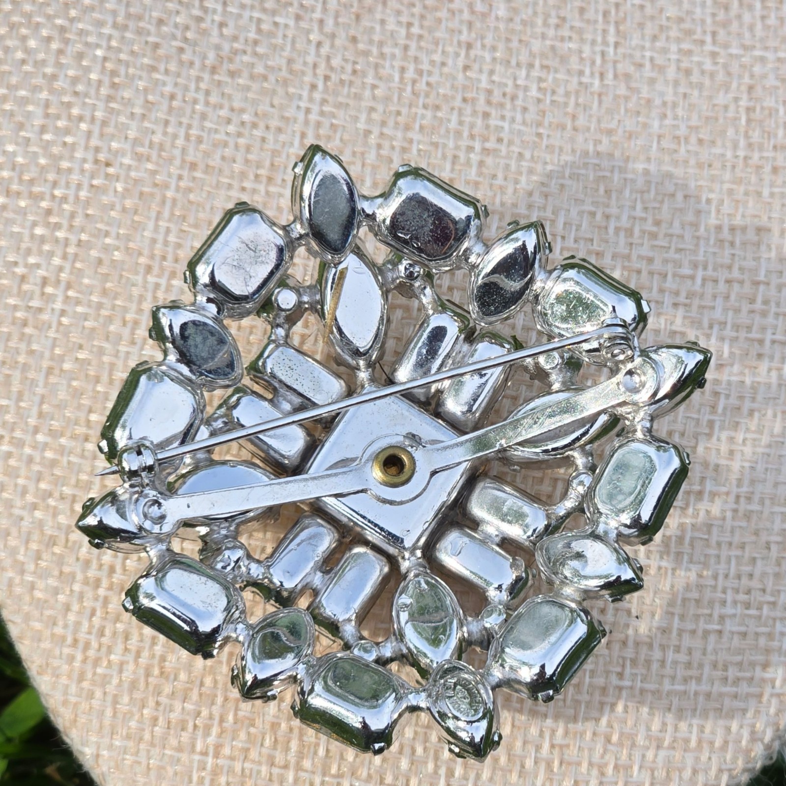 Vintage Kramer of New York Rhinestone Brooch Glamorous large Crystal Pin MCM 2″