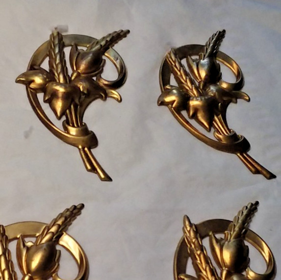 5 PCS 3″x 1.75″ Wheat Spray Brass Stampings 10-01-2020 NOS