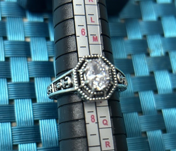 VTG 30s Deco Edwardian Filigree Milgrain Edge 925 SS Ring Sz 7.5