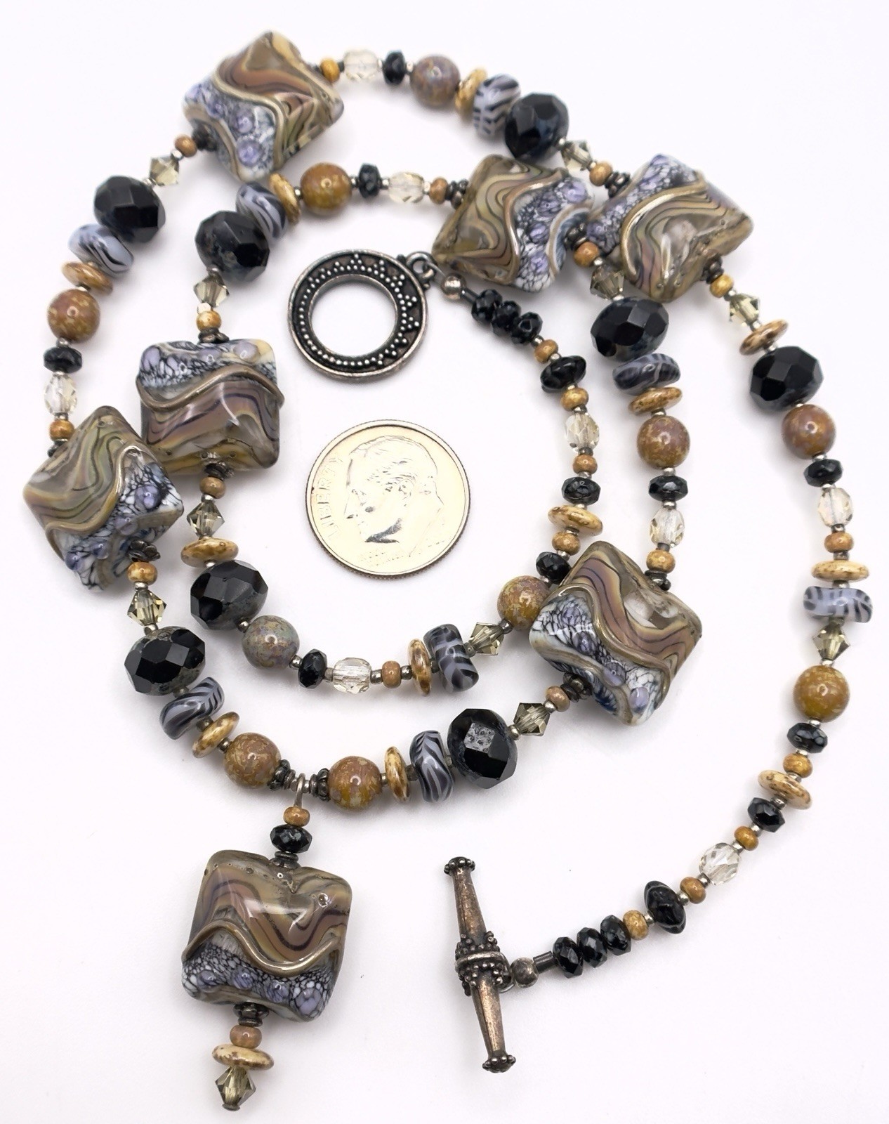 Vintage Lampwork Glass Bead Necklace 21 in