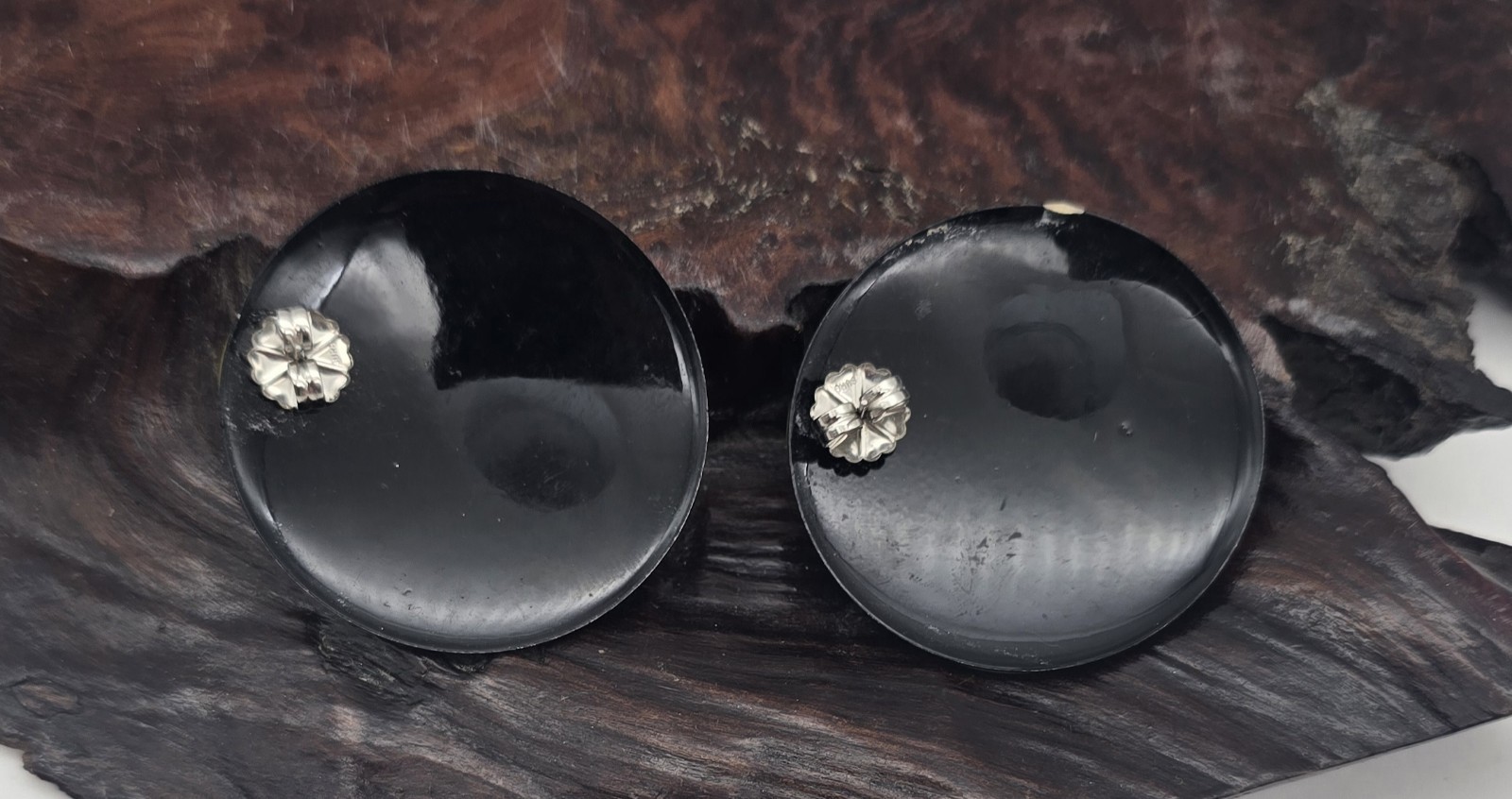 Authentic 1980’s Enameled Abstract Multi Color Large Round Pierced Earrings