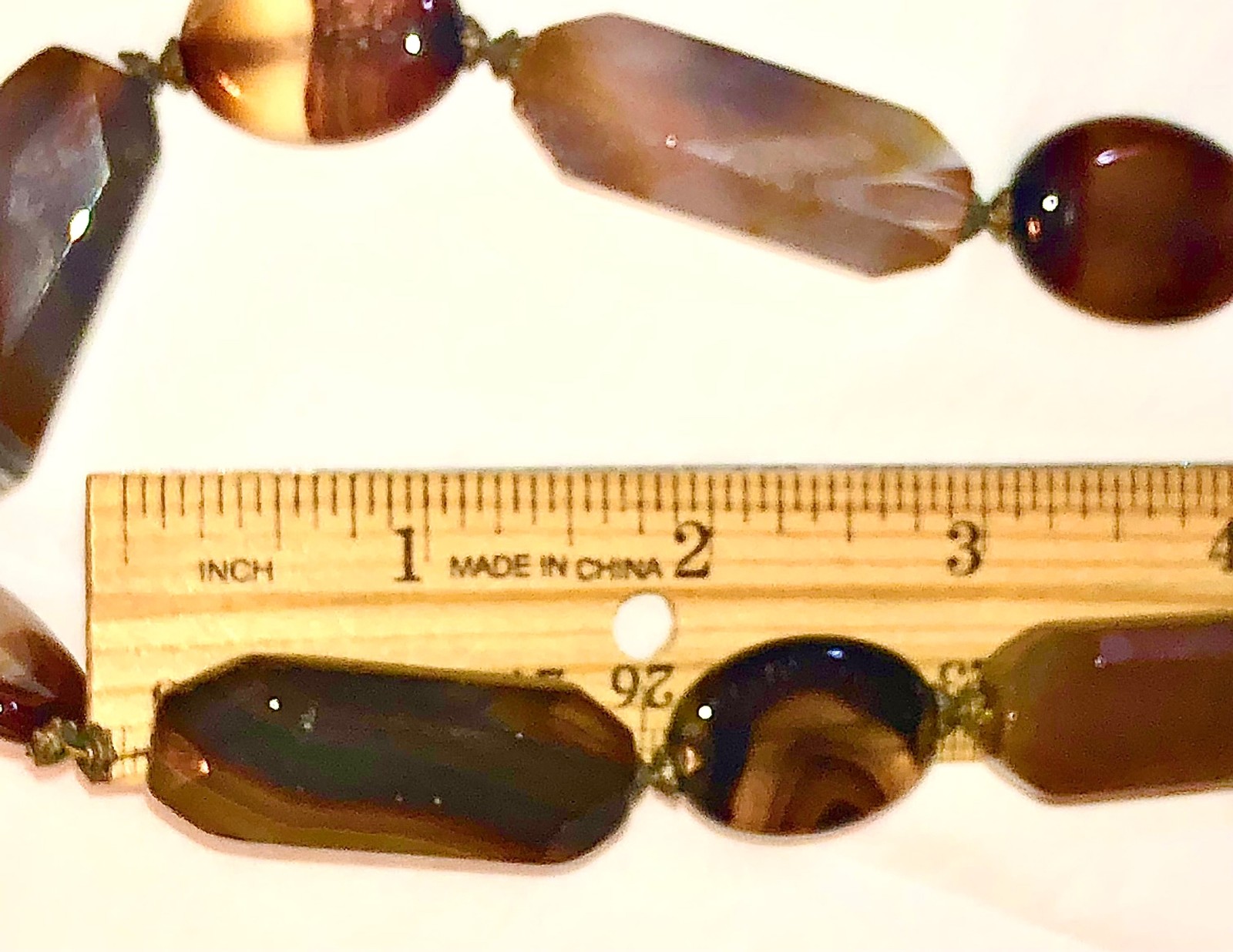 Antique Scottish Banded Agate Necklace Natural Stone Victorian Vtg Antique 22”
