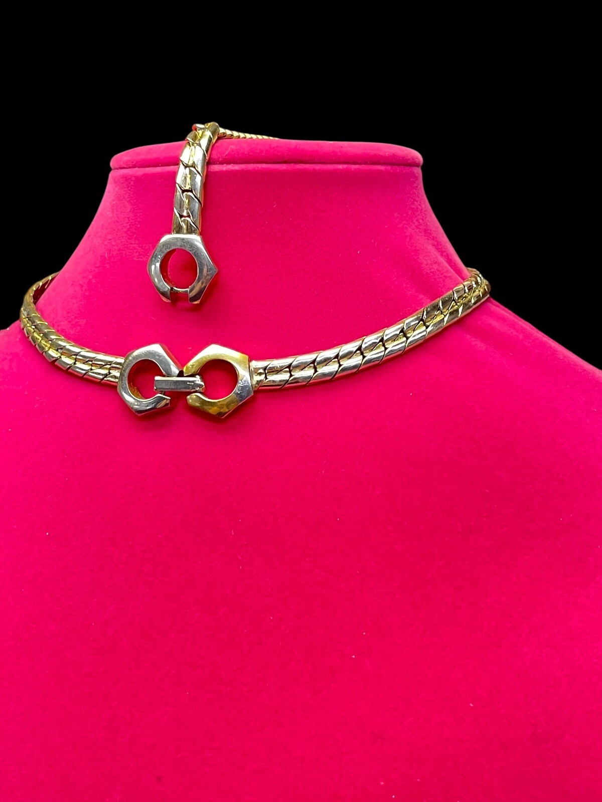 Vintage Curb Chain Necklace And Bracelet Set