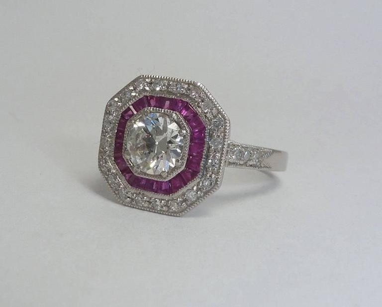 1.38 CT White Round Cut Simulated Art Deco Vintage Style Ring In Sterling Silver