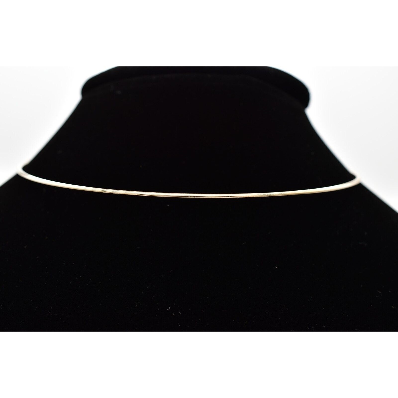 Vintage Choker Necklace Simple Wire Collar Shiny Gold Metal Round NOS 1980s W1