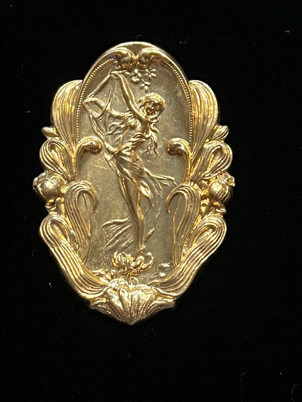 Large Vintage Gold Plated Brass Stamping for Jewelry Design NOS 22K Gold Plated