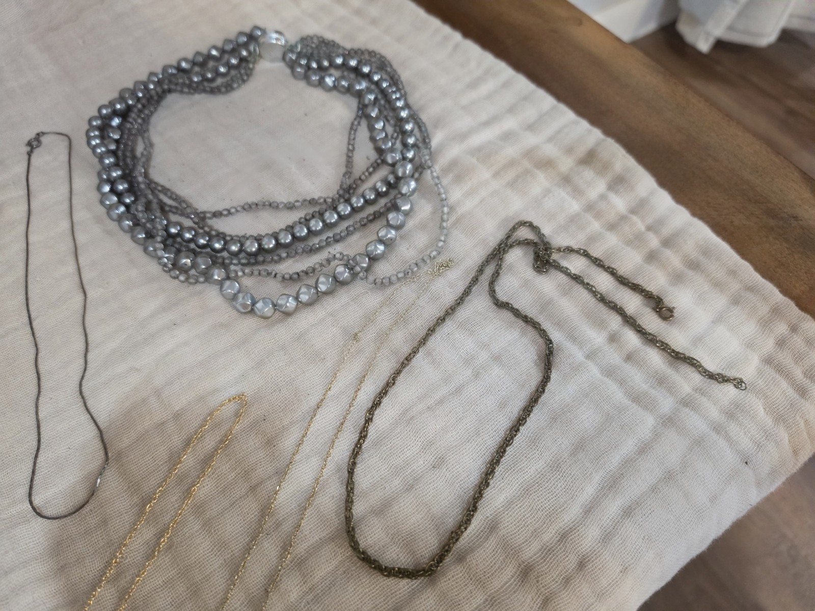 Vintage Mixed Metal Necklace Lot Mesh Flower Pendant Lariat Necklace Bolo