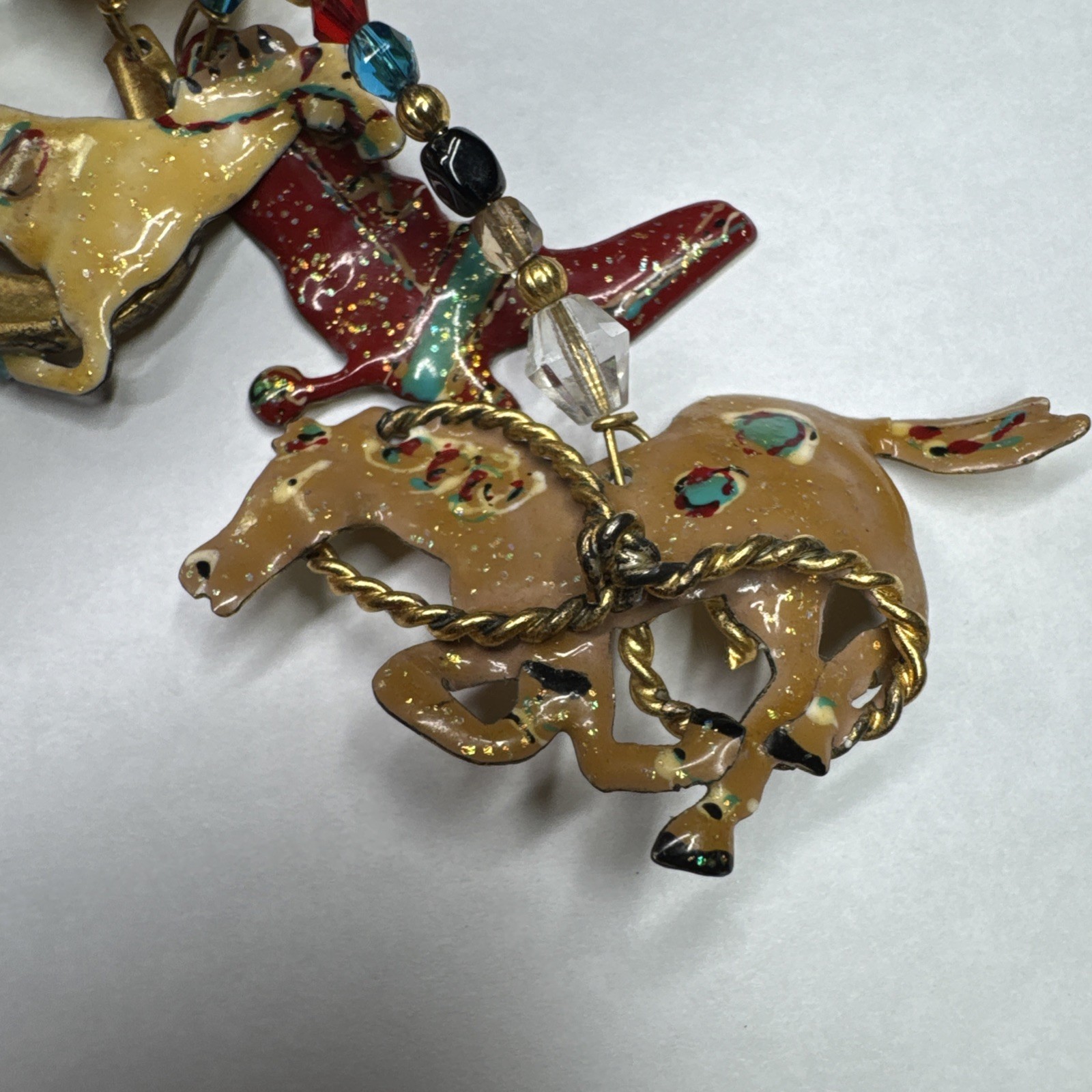 Lunch At The Ritz Cowboy Boot & Horses 1 PEICE, DAMAGED! READ!