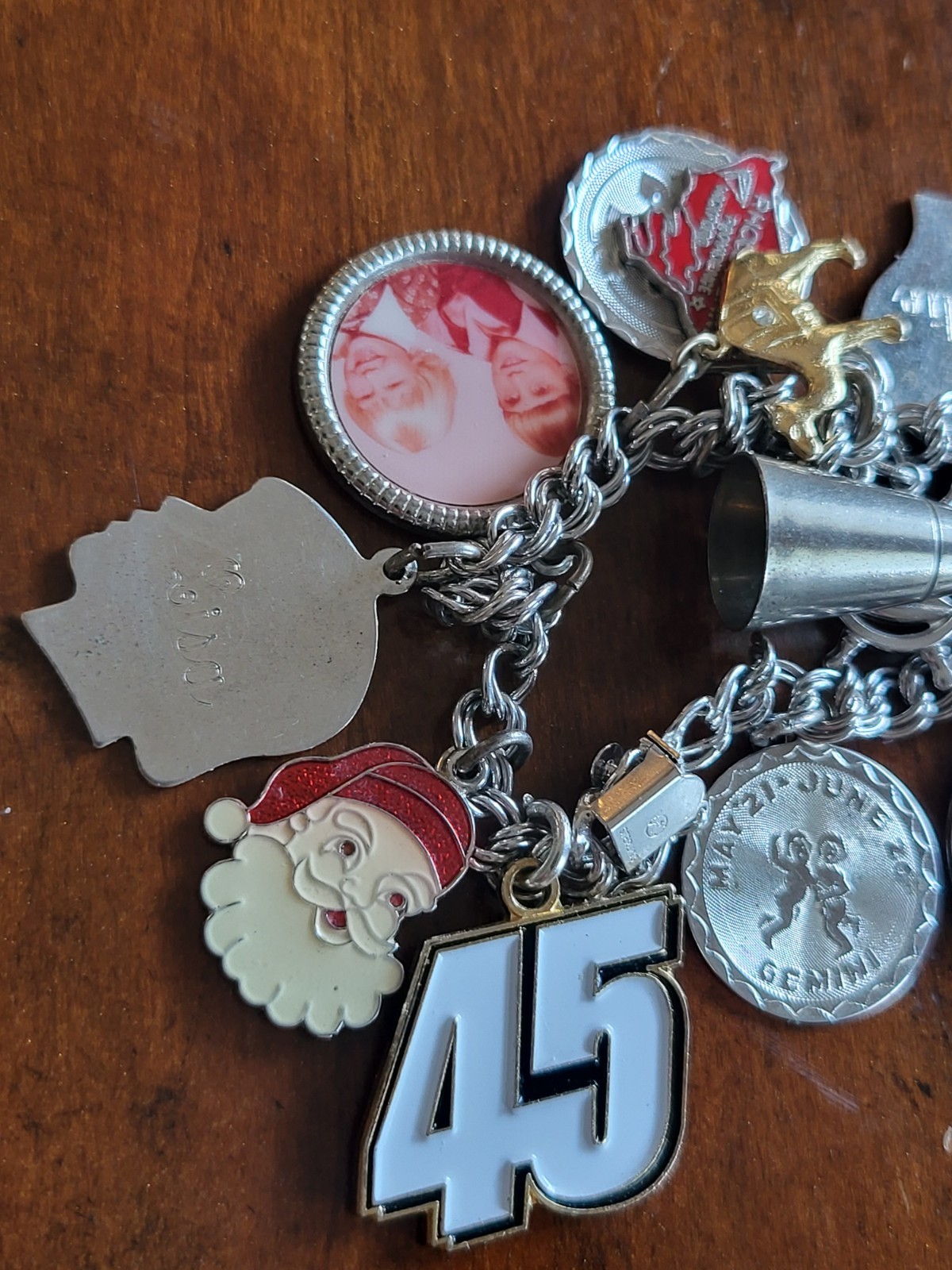 Vintage Silvertone Lightweight Charm Bracelet Mixed Metals Westinghouse 5 YR