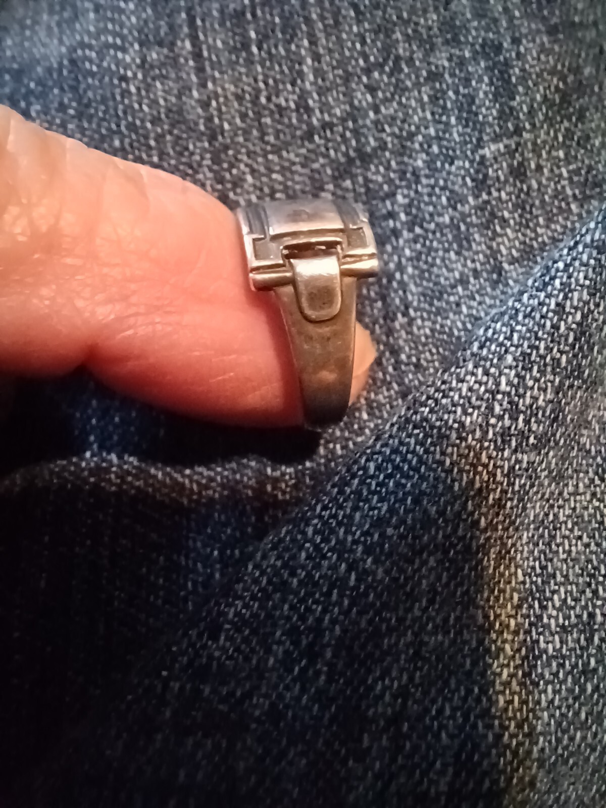 RARE VINTAGE EDWARDIAN FRIENDSHIP MONOGRAM SIGNET PANEL STERLING LADIES RING