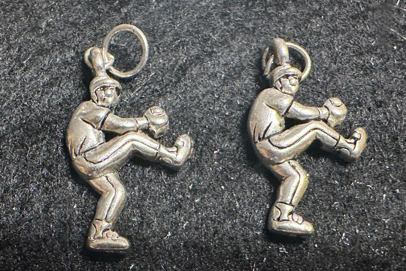 Lot of 8 Baseball Themed Silver-Tone Charms & 1 Enameled Pendant, Metal Alloy