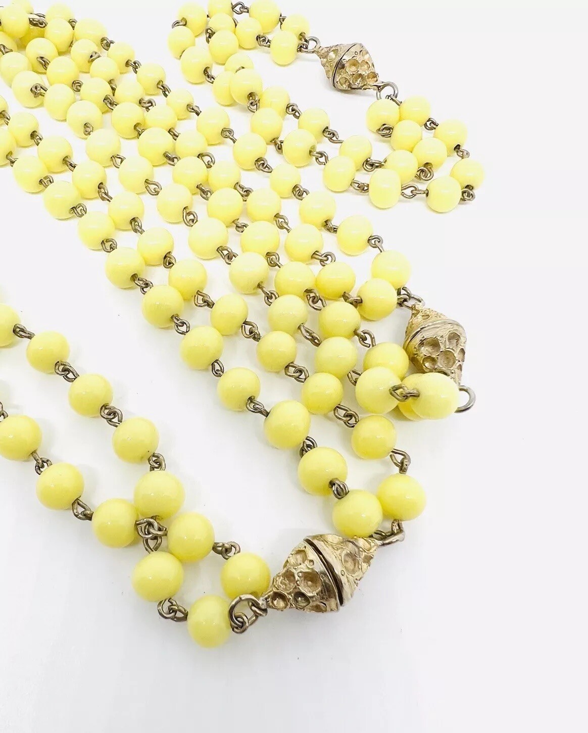 Custard Yellow Interchangeable Glass Beaded Necklace Bracelet Vintage Jewelry