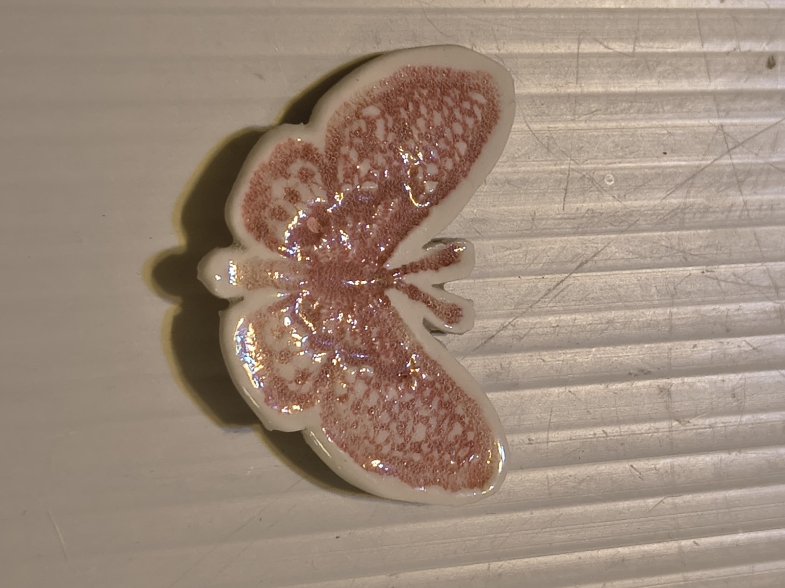 Handmade & Painted Ceramic Butterfly Brooch See Pictures For Details & Condition