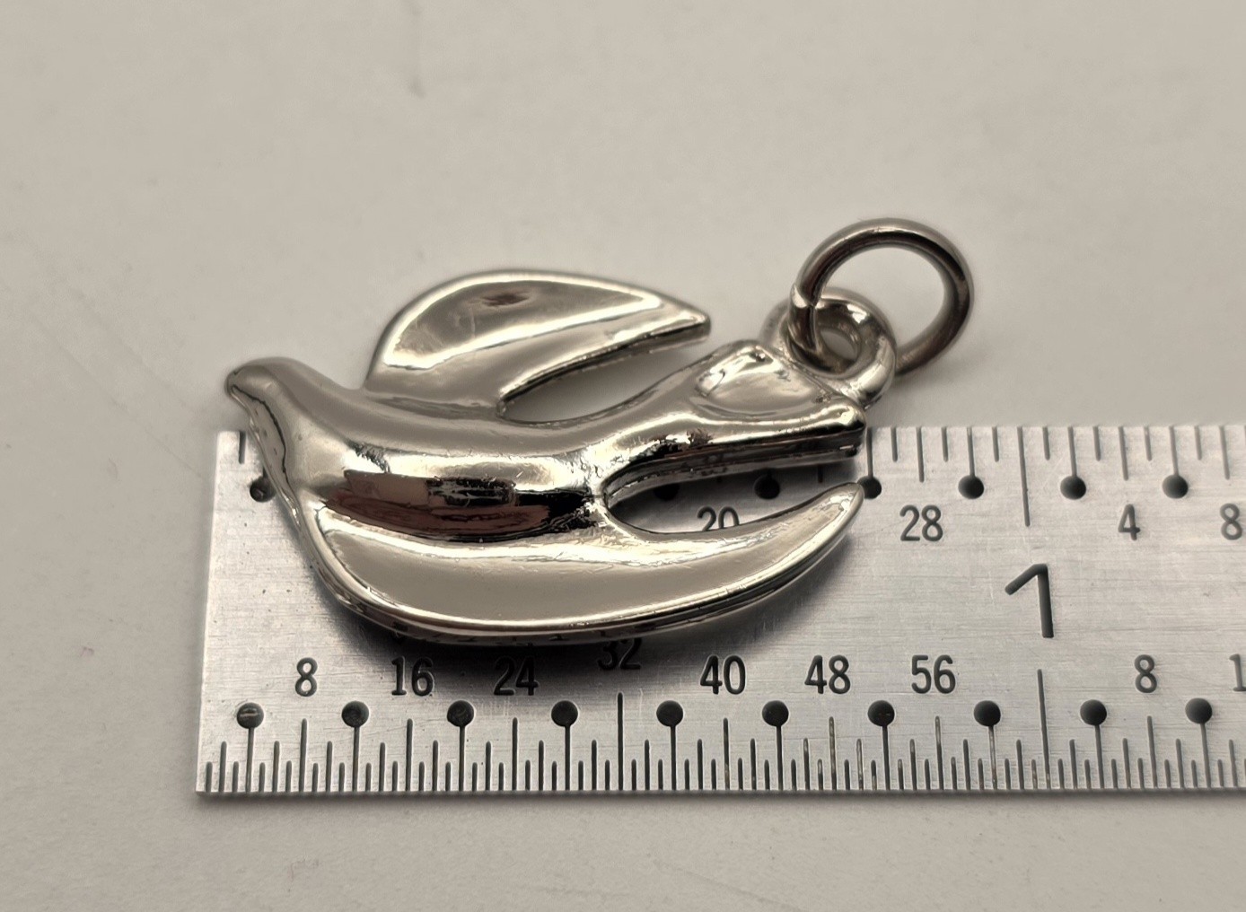 Silver Tone Bird Flying Dove Pendant Charm w/ Bail Birds Theme