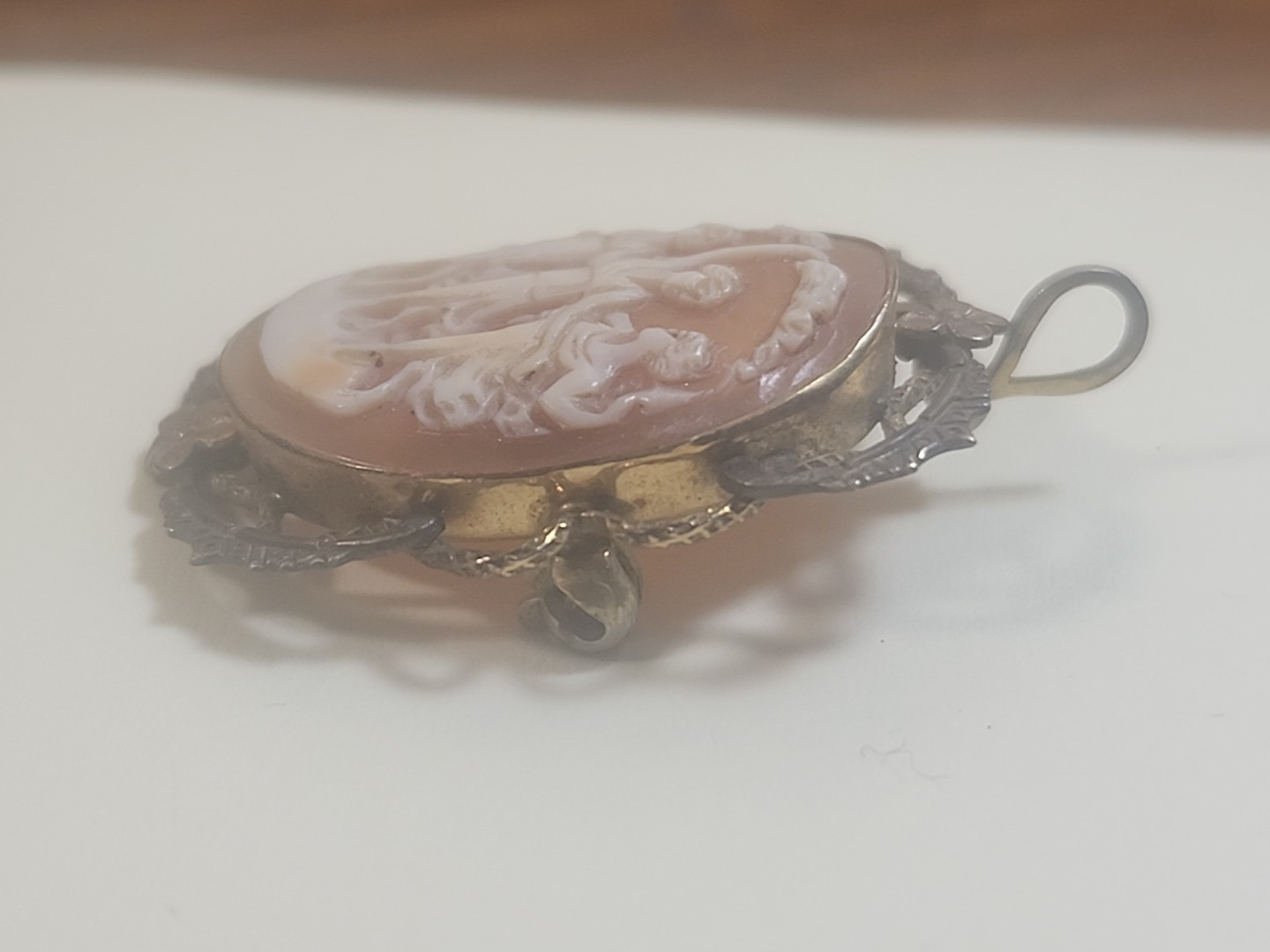 Vintage Hand Carved Shell Cameo Brooch Pendant. 3 Grace’s. Antique 1900s – 1940s