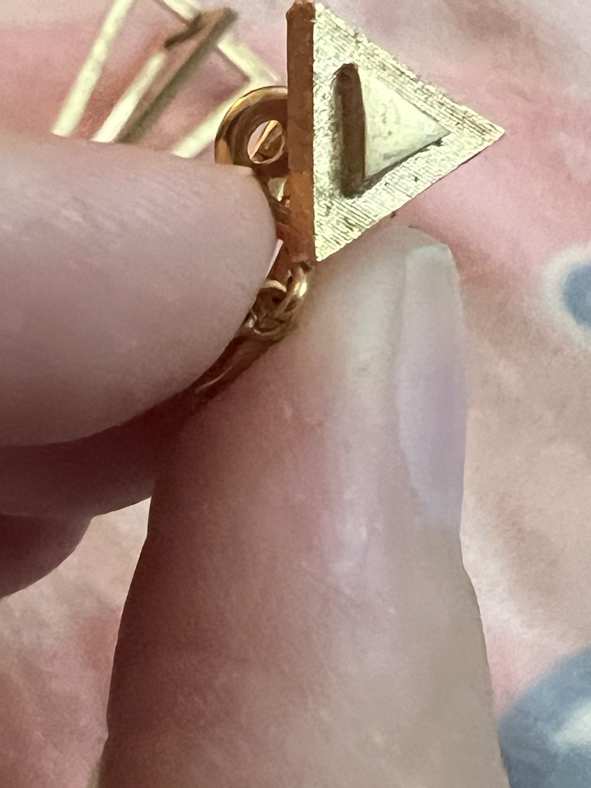Vintage TRIFARI Dangle Long Triangle Clip Earrings Gold Tone