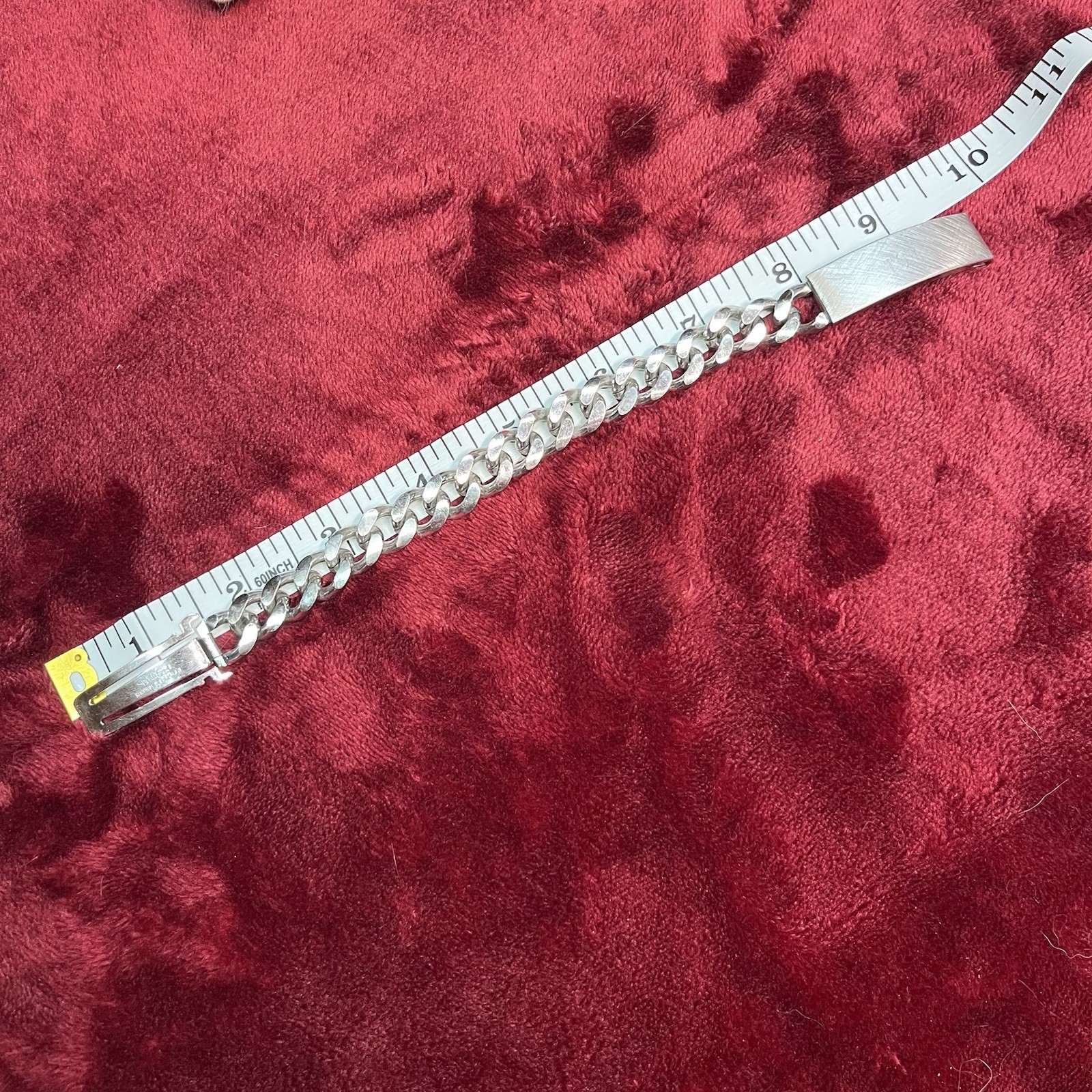 Vintage Speidel Link ID Bracelet Rhodium Electroplated USA Engraved Tom 8-27-68