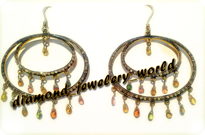 Amazing 2.70ctw Rose Cut Diamond Gemstone Studded Silver Vintage Earring Jewelry