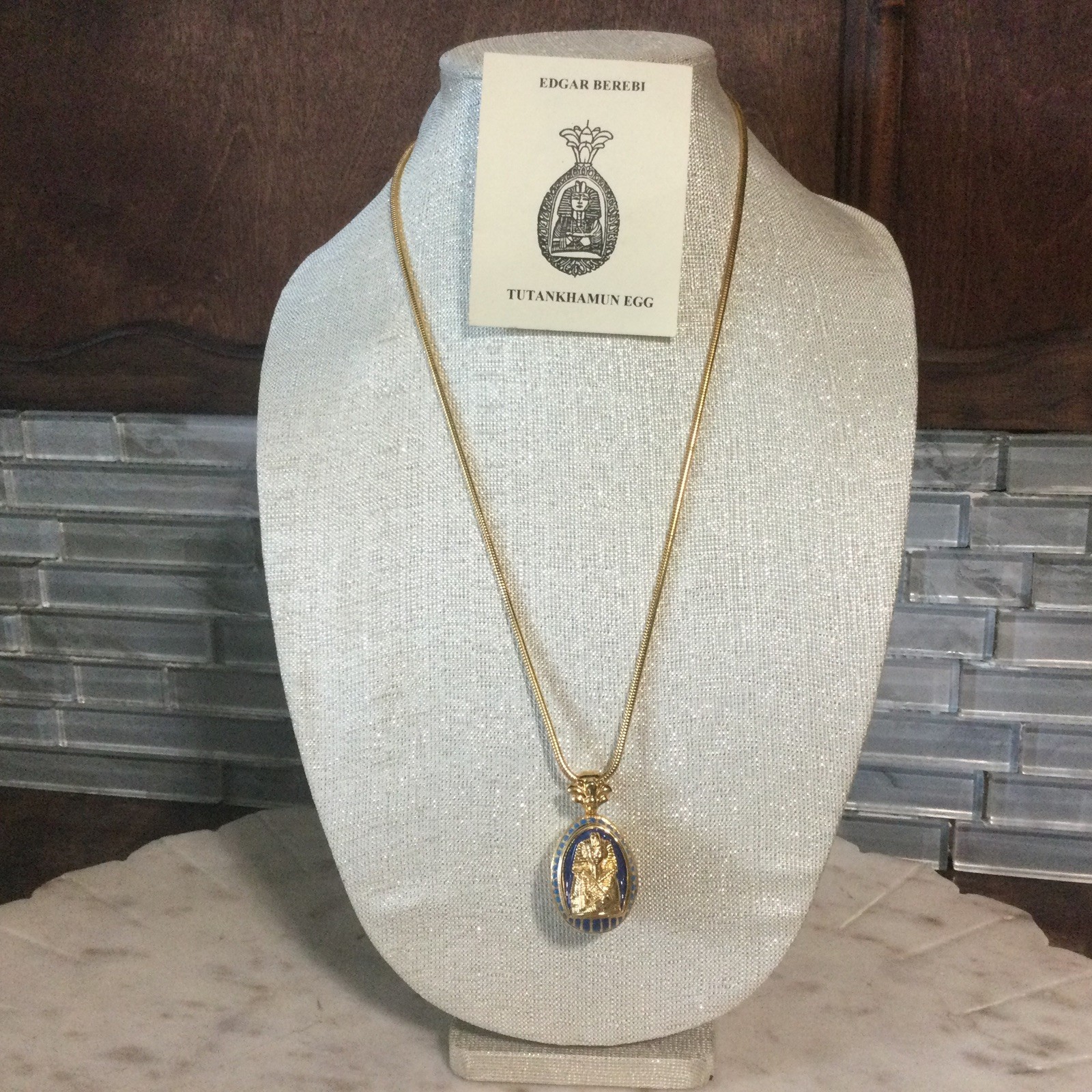 Vtg. Edgar Berebi Egyptian Collection King Tut,Bird, Egg Gold Tone Limited Ed