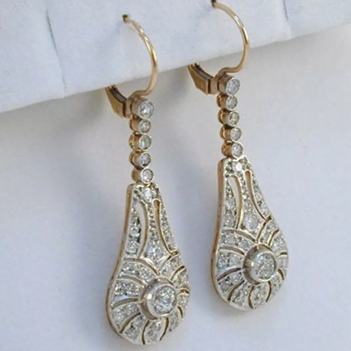 2.95Ct Art Deco Style Lab Created Diamond Wedding 14K White Gold Finish Earrings