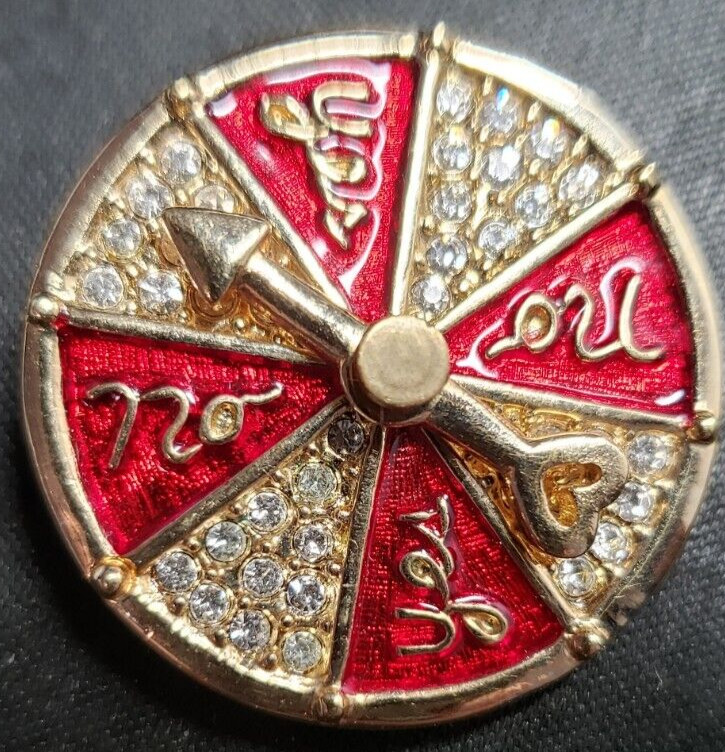 Swarovski Crystal Roulette Yes No Wheel Pin Brooch Jewelry Christmas Gift