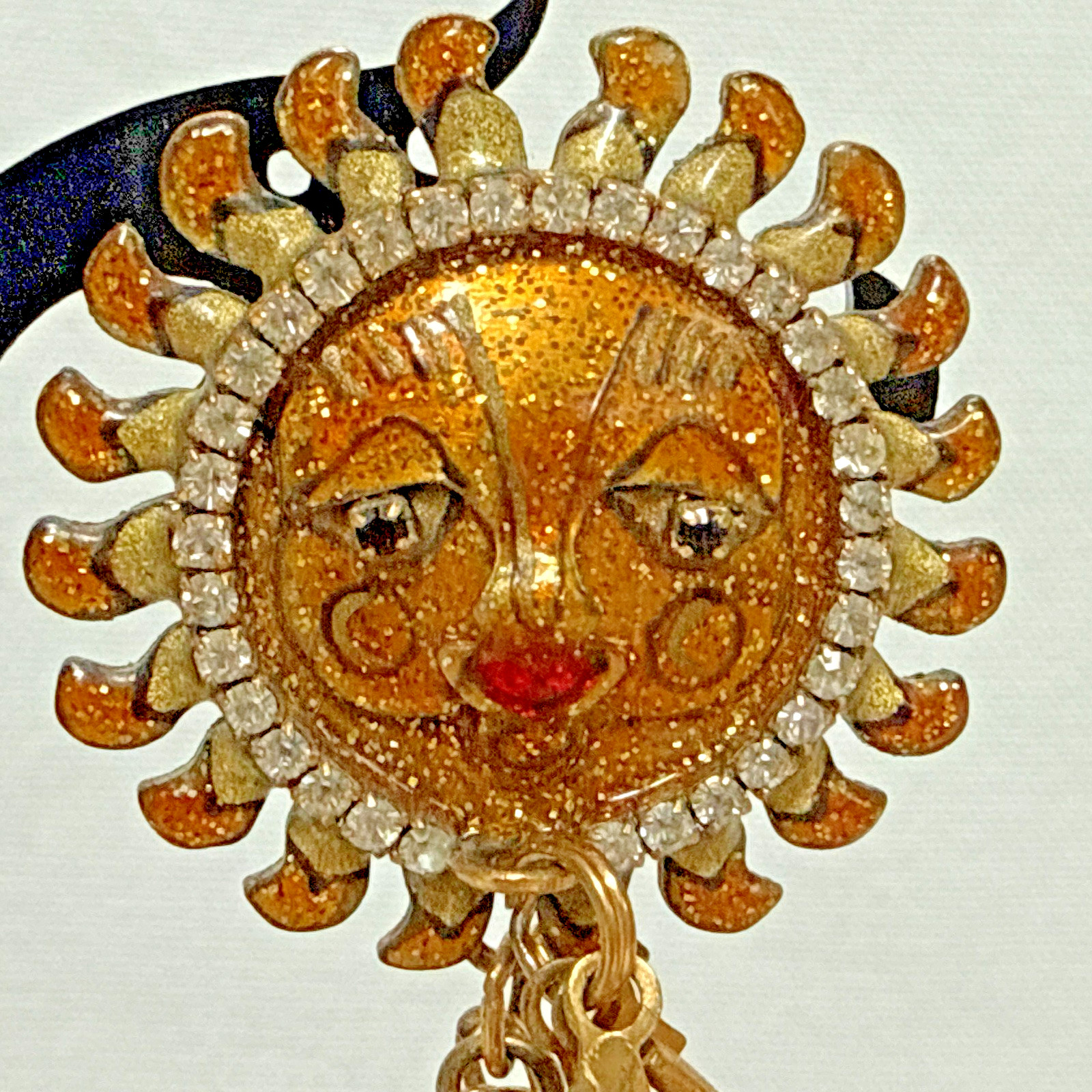 ” LUNCH at the RITZ ” Sun Goddess Solar Loops Swarovski Crystal Clip-on Earrings