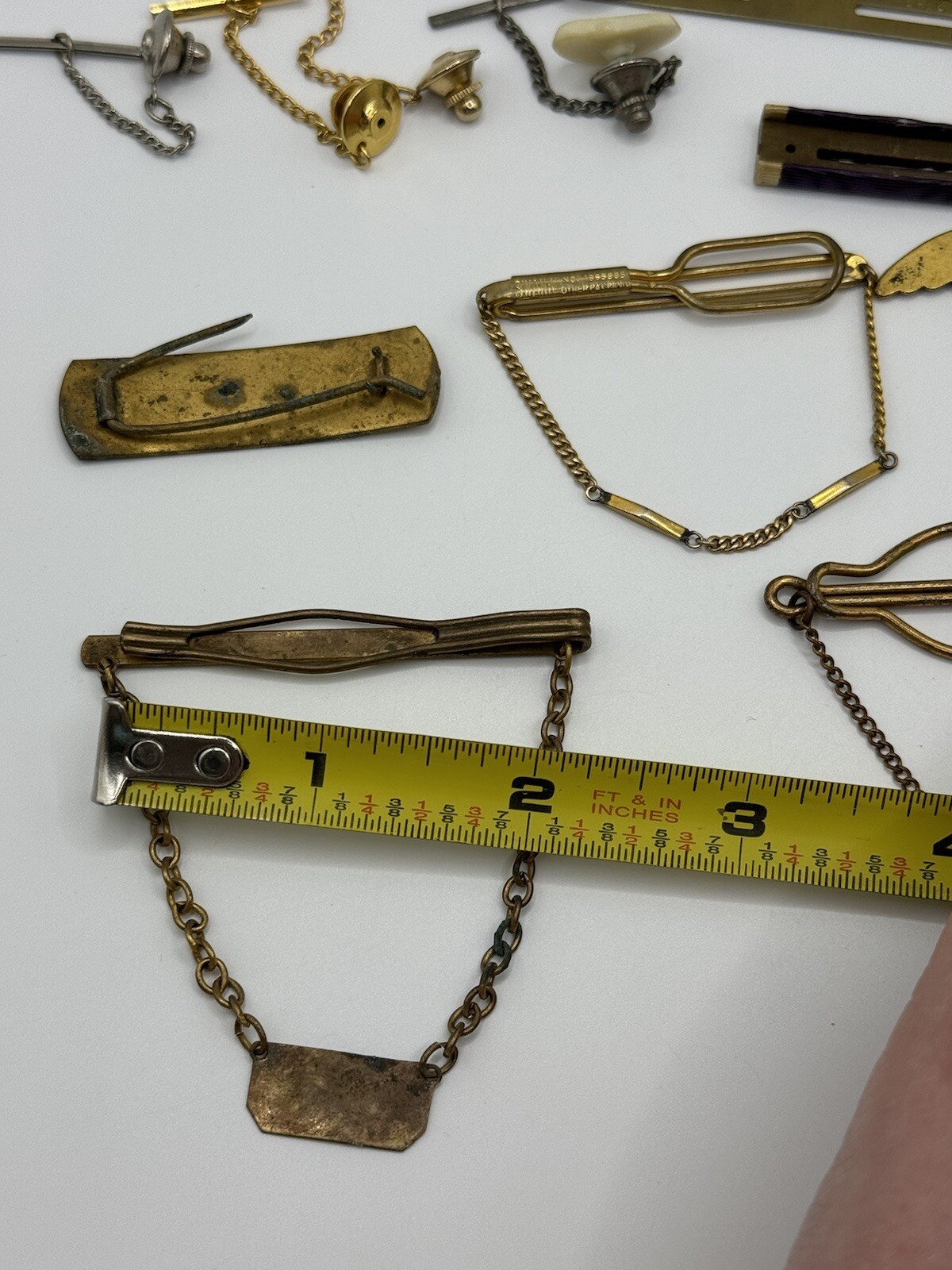 Vintage Tie Clips Lot of 21 Misc Pieces Army Militaria Swank Brooches See Desc *