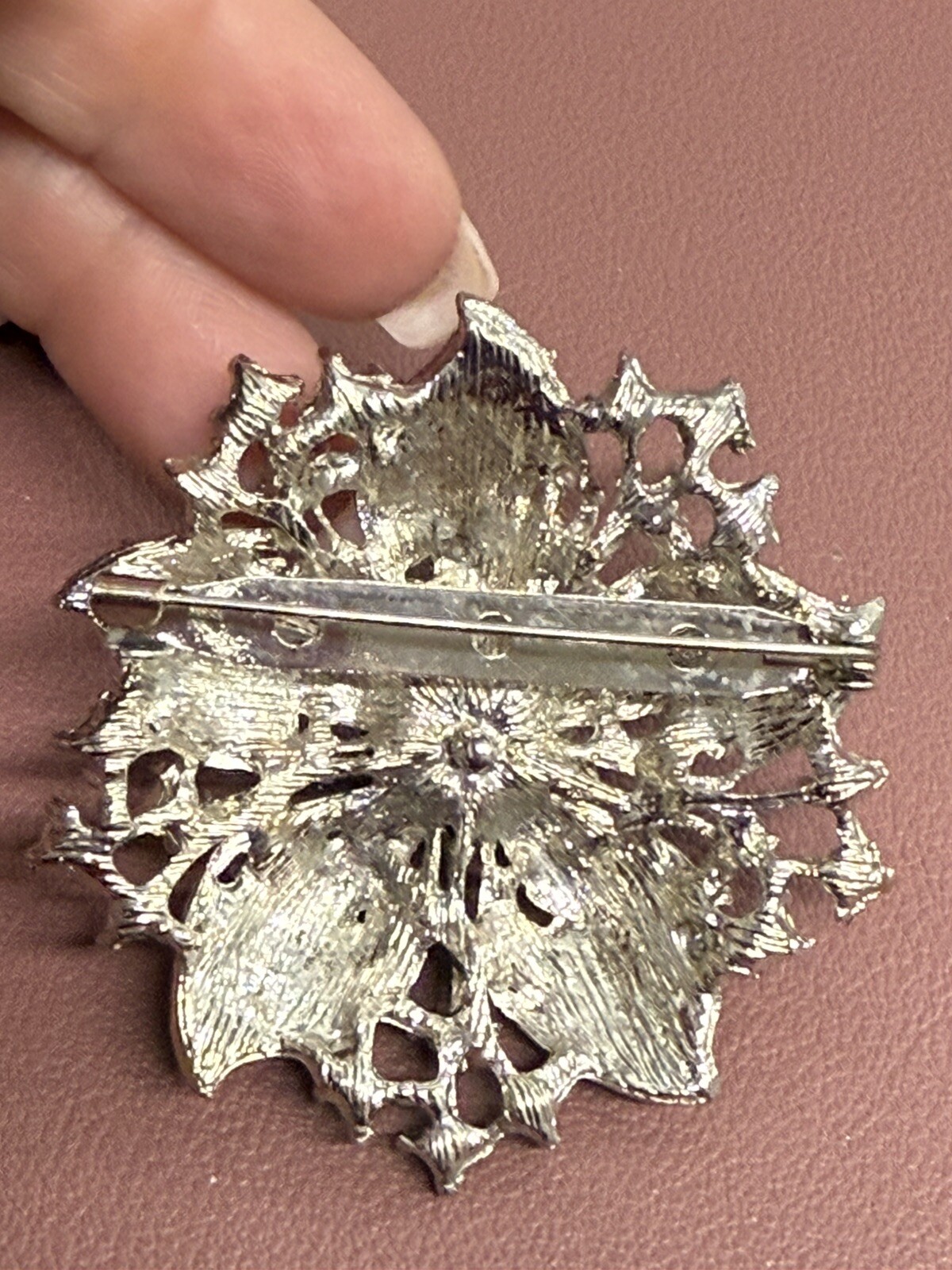 VTG UnSigned Silver Tone Rhinestone Starburst Brooch