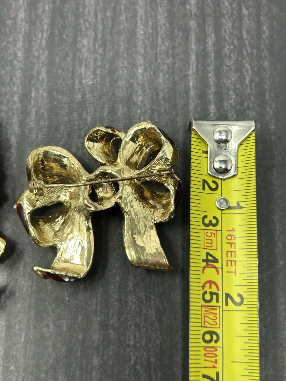 Vintage Gold Tone Brooch Lot Fairy Animals Red Bow Rhinestone Pins Costume
