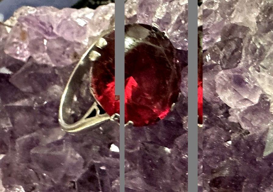Vintage Sterling Silver Ruby Red Glass Filigree Ring Sz 7.25