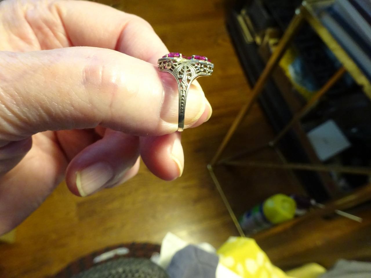 TITANIC C1900 10k Gold Gemstone Filigree Ring RARE Maltese Cross OSTBY BARTON