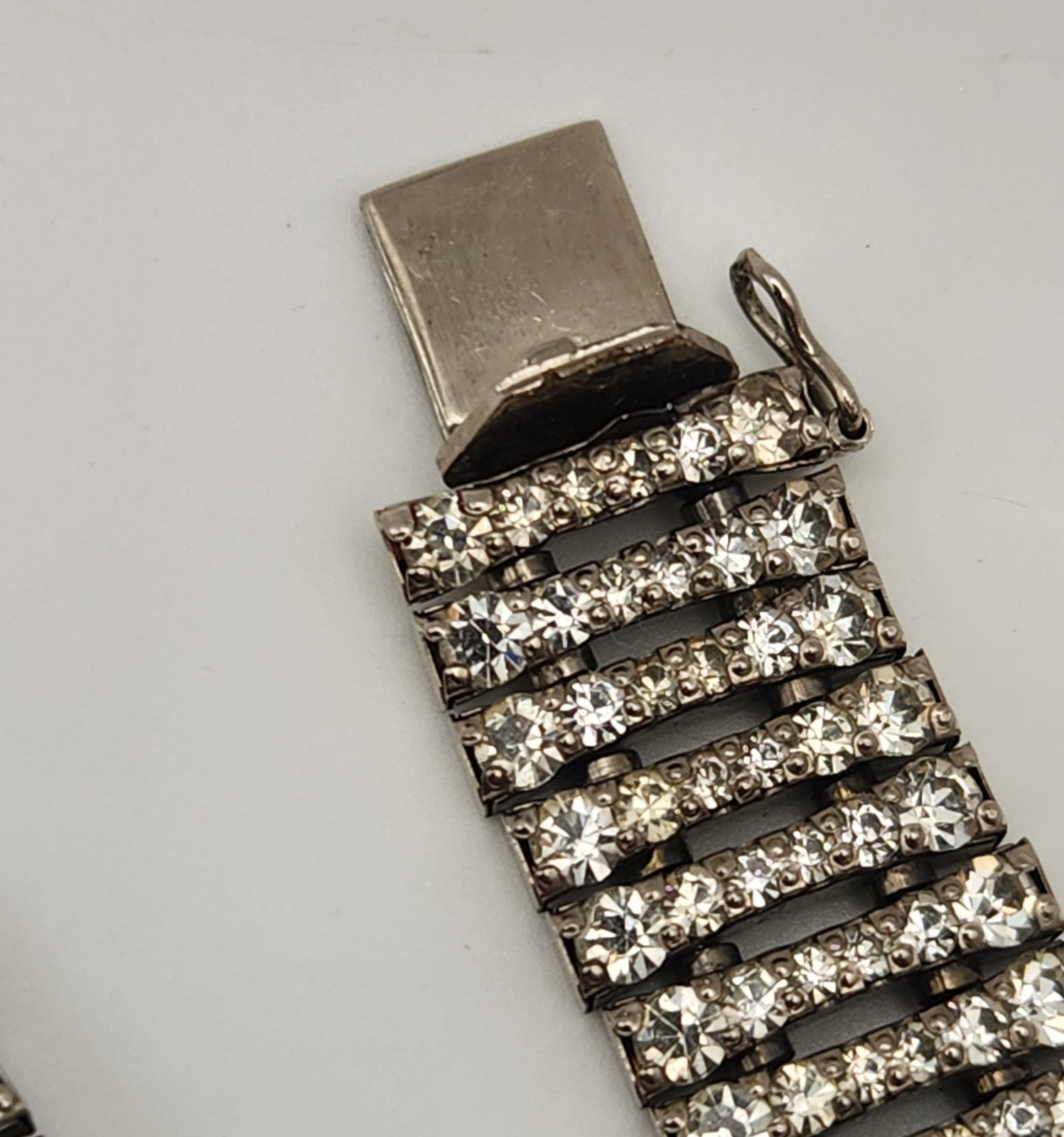 Vintage Rhinestone Choker Necklace Bracelet Set Clear Crystal Collar Bridal 16″