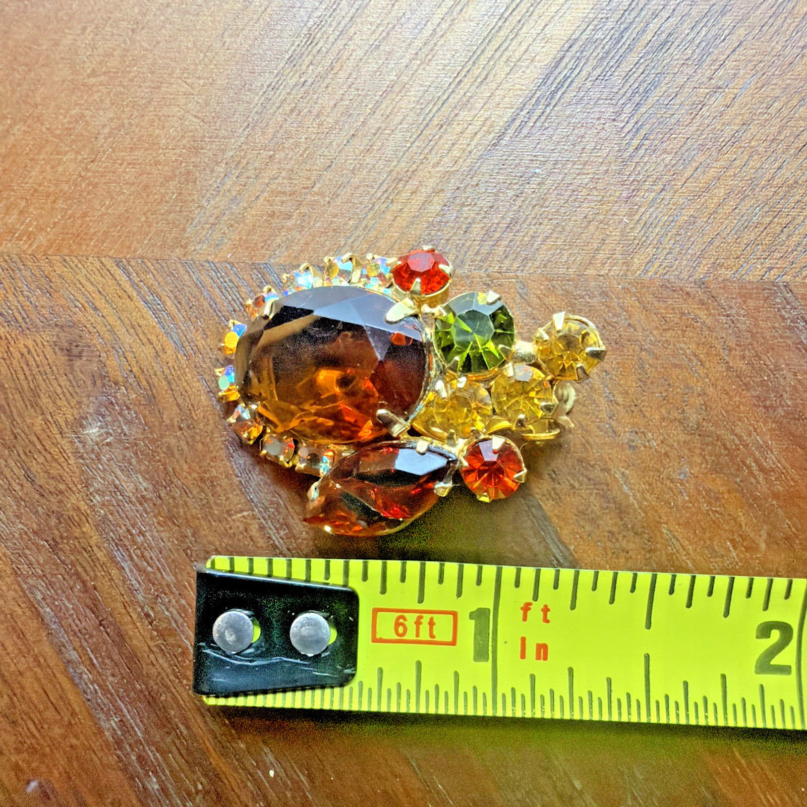 Vintage Juliana Delizza Elster Rhinestone Earrings Clips Faceted Gold Toned