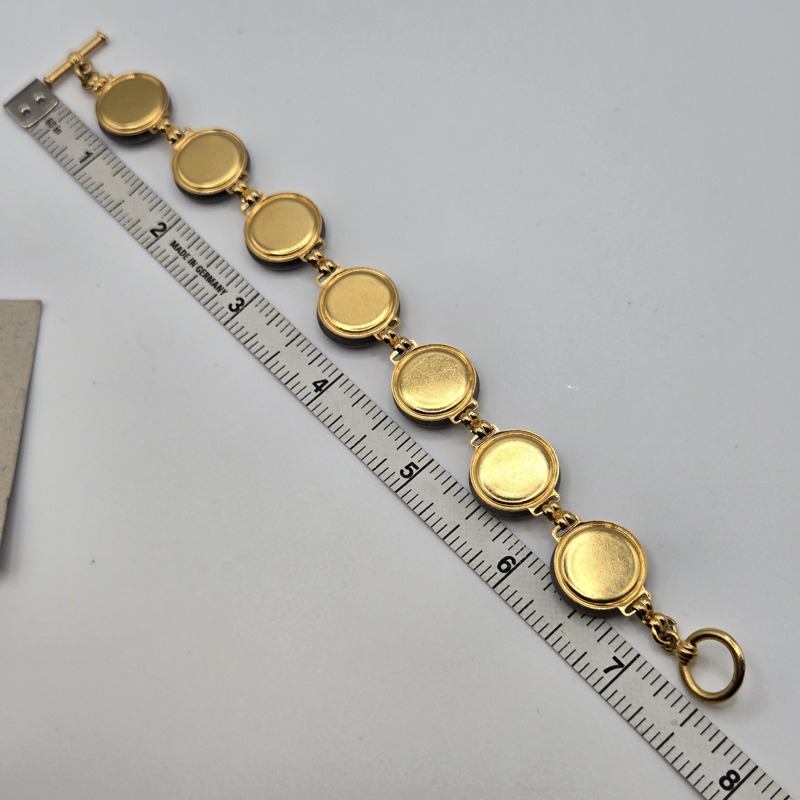 Vintage USA Military Mess Dress Buttons Link Bracelet and Stud Earrings SET