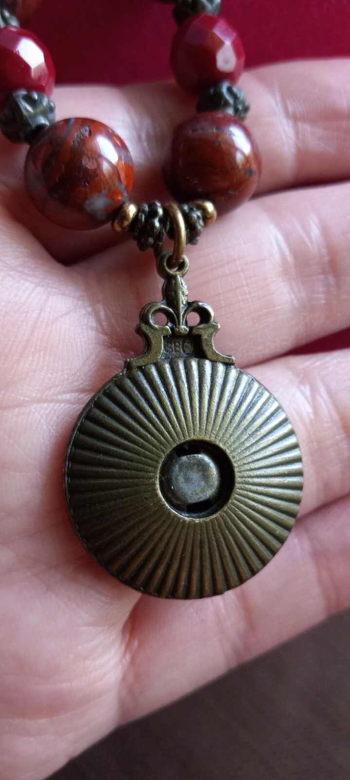 Rare Vintage Retired Grandmother Button Necklace ,Rhinestones, Marble Stones,…