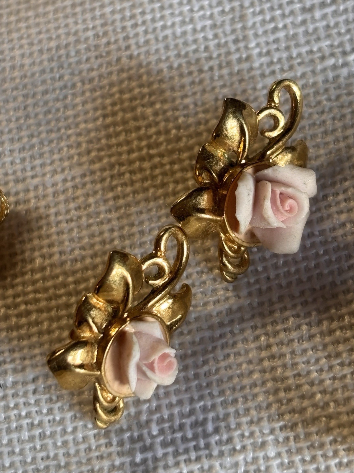 Vintage Avon + Costume Jewelry Post Earrings Lot of 5 Pairs Gold Tone Cloisonne