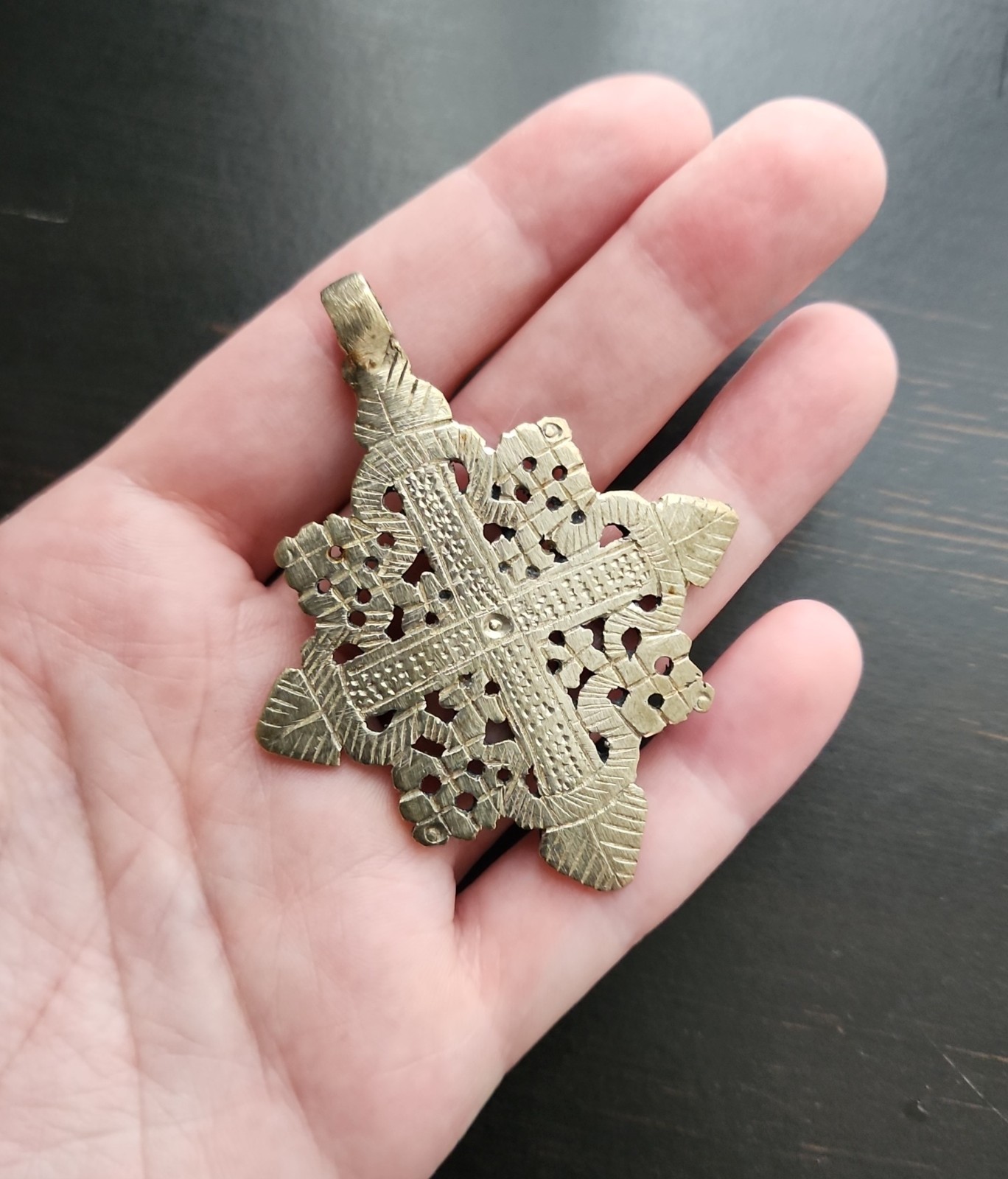 Antique Ethiopian Coptic Cross Pendant Silver Alloy Cross Pattée Toulouse