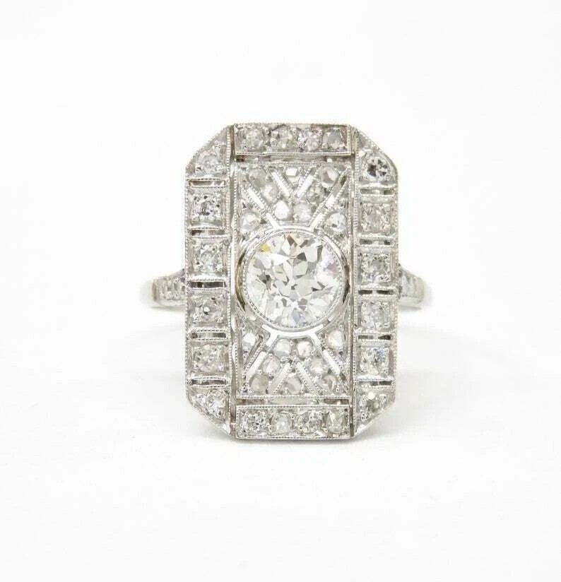 3Ct Vintage Art Deco Style Lab Created Diamond Engagement 14K White Gold FN Ring