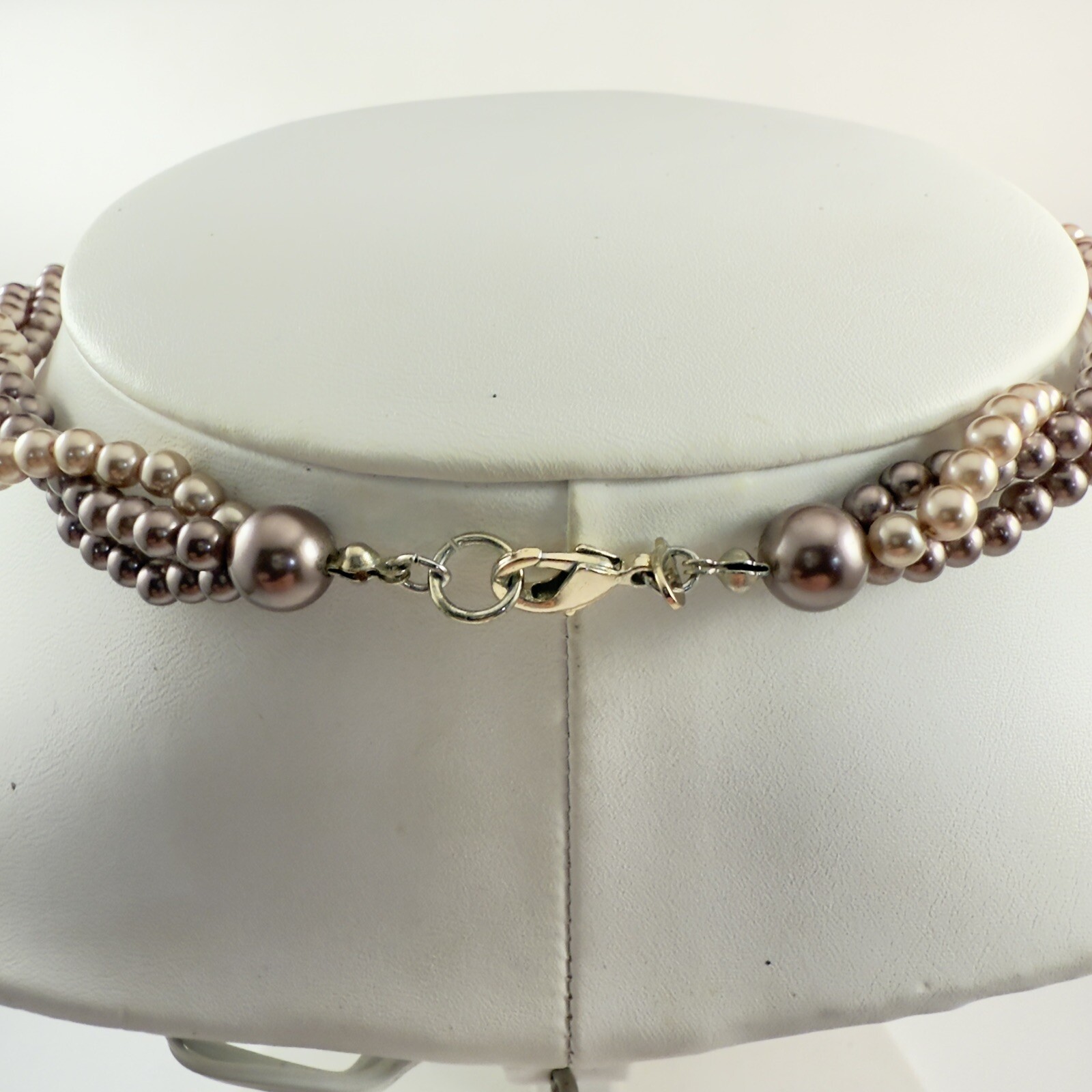 Vintage ROMAN Signed Beige & Bronze Color Faux Pearl Twisted Necklace 20″