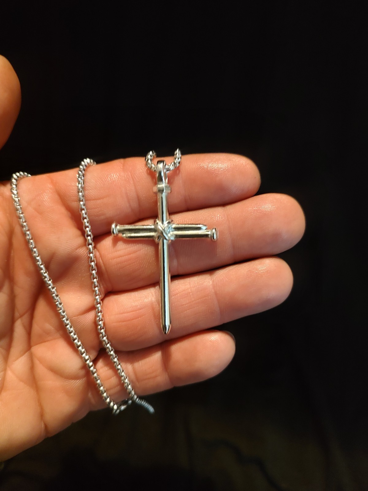Spike Cross Necklace, Bohemian Style Durable Alloy Chain , Silver In Color
