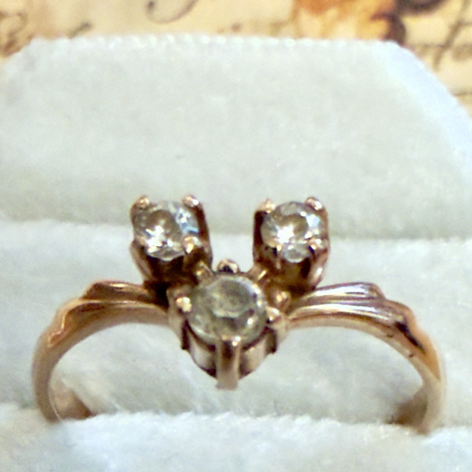 Size 5.75 – 14K 585 Rose Gold & Fianite (CZ) Vintage East European Ring – #1995