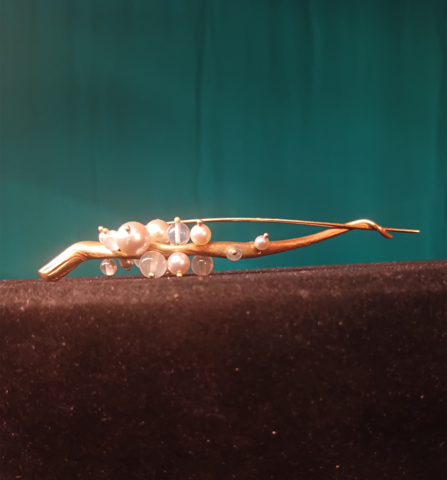 10k Ted Muehling Pin As Fruit On Branch, 4″, 14.8g, Signed, Excellent Condition