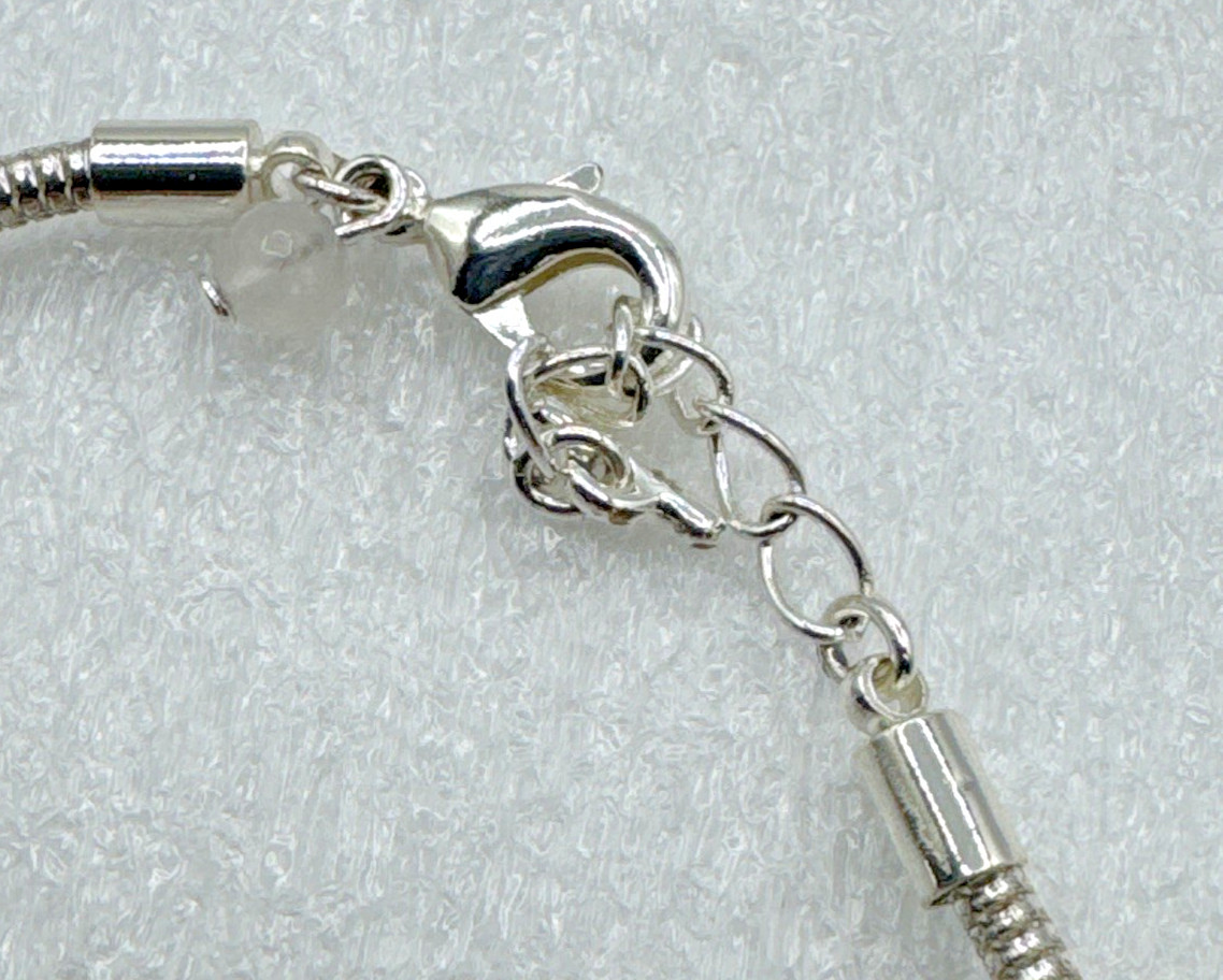 Silver Tone Snake Chain Charm Bracelet 6.5” – 13 Charms Pets Flowers Hearts Love